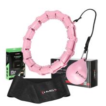 Masážní hula hoop HMS HHW11 se závažím + zeštíhlující pás PLUS SIZE růžový