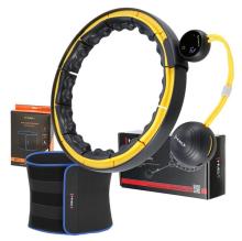 Masážní hula hoop HMS HHM21 se závažím + zeštíhlující pás černá/žlutá